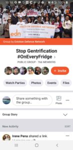 Facebook group page promoting housing rights